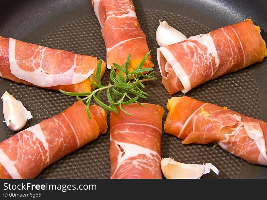 Chicken rolled in ham