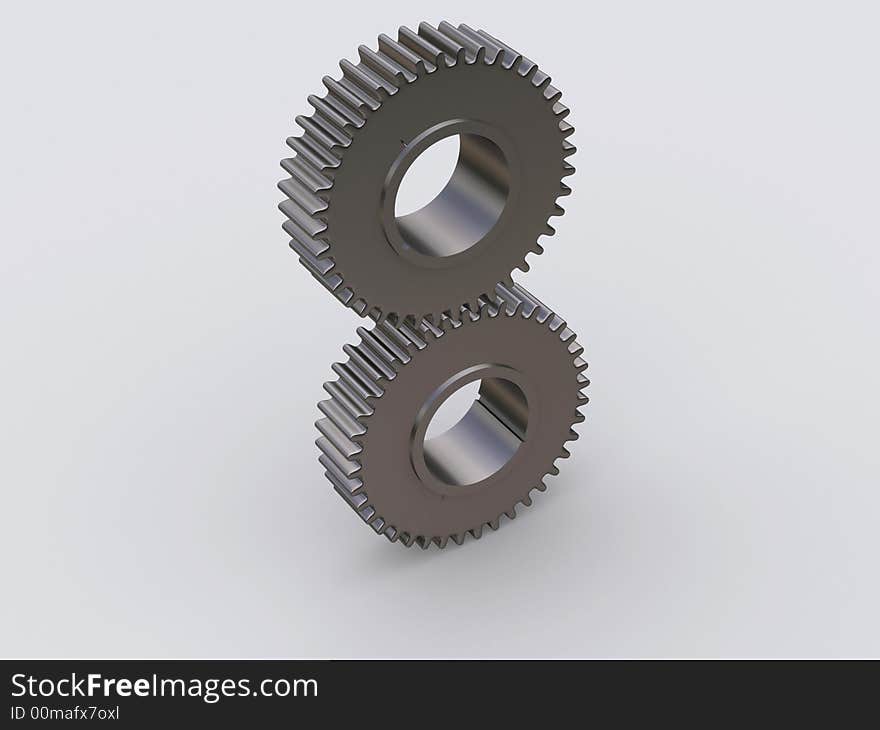 Two conceptual interlocked gears - rendered in 3d. Two conceptual interlocked gears - rendered in 3d