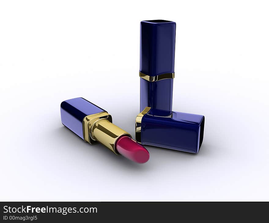 Red lipsticks on withe background - rendered in 3d. Red lipsticks on withe background - rendered in 3d