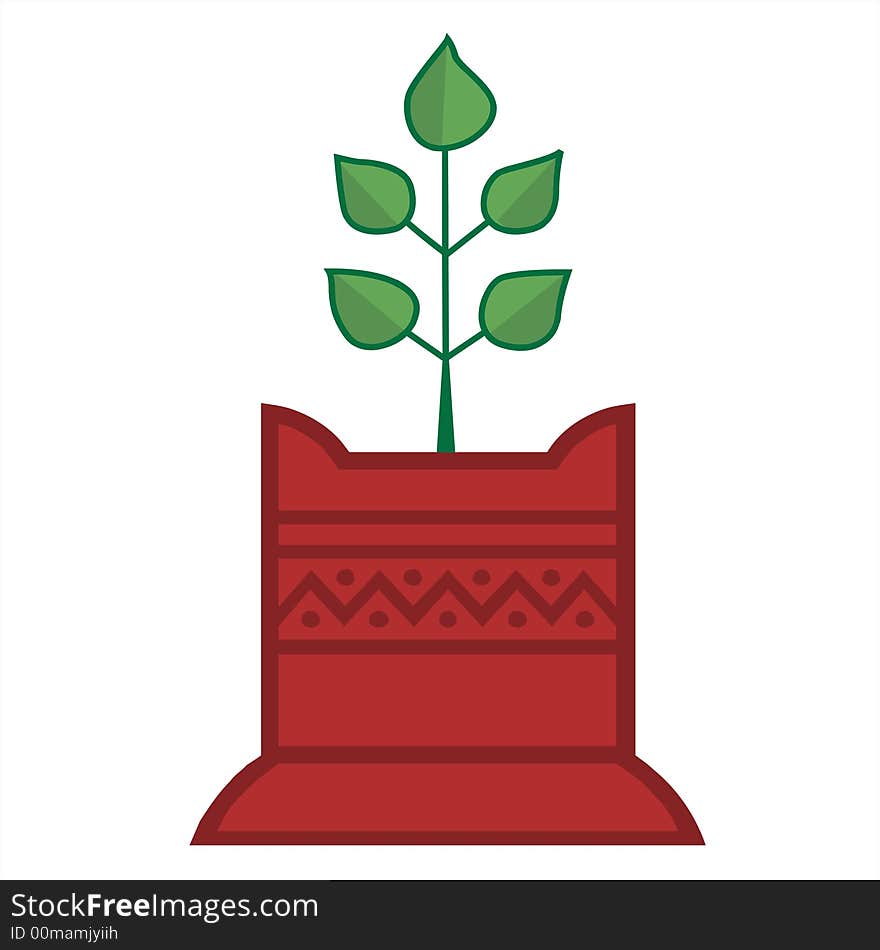 Illustration of Tulsi plant in decorated foundation. Illustration of Tulsi plant in decorated foundation