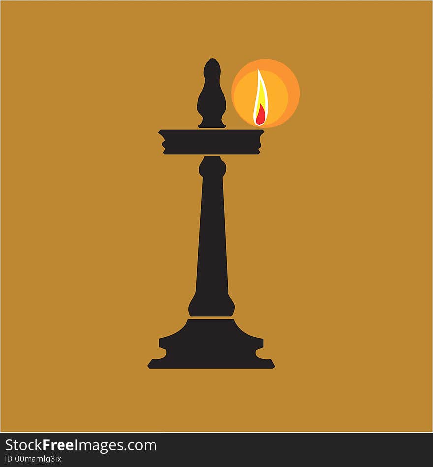 Illustration of divine lamp with flame in evening. Illustration of divine lamp with flame in evening