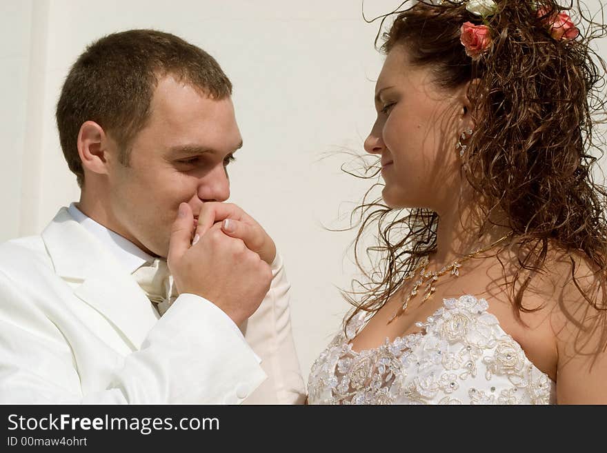 Young couple in wedding wear