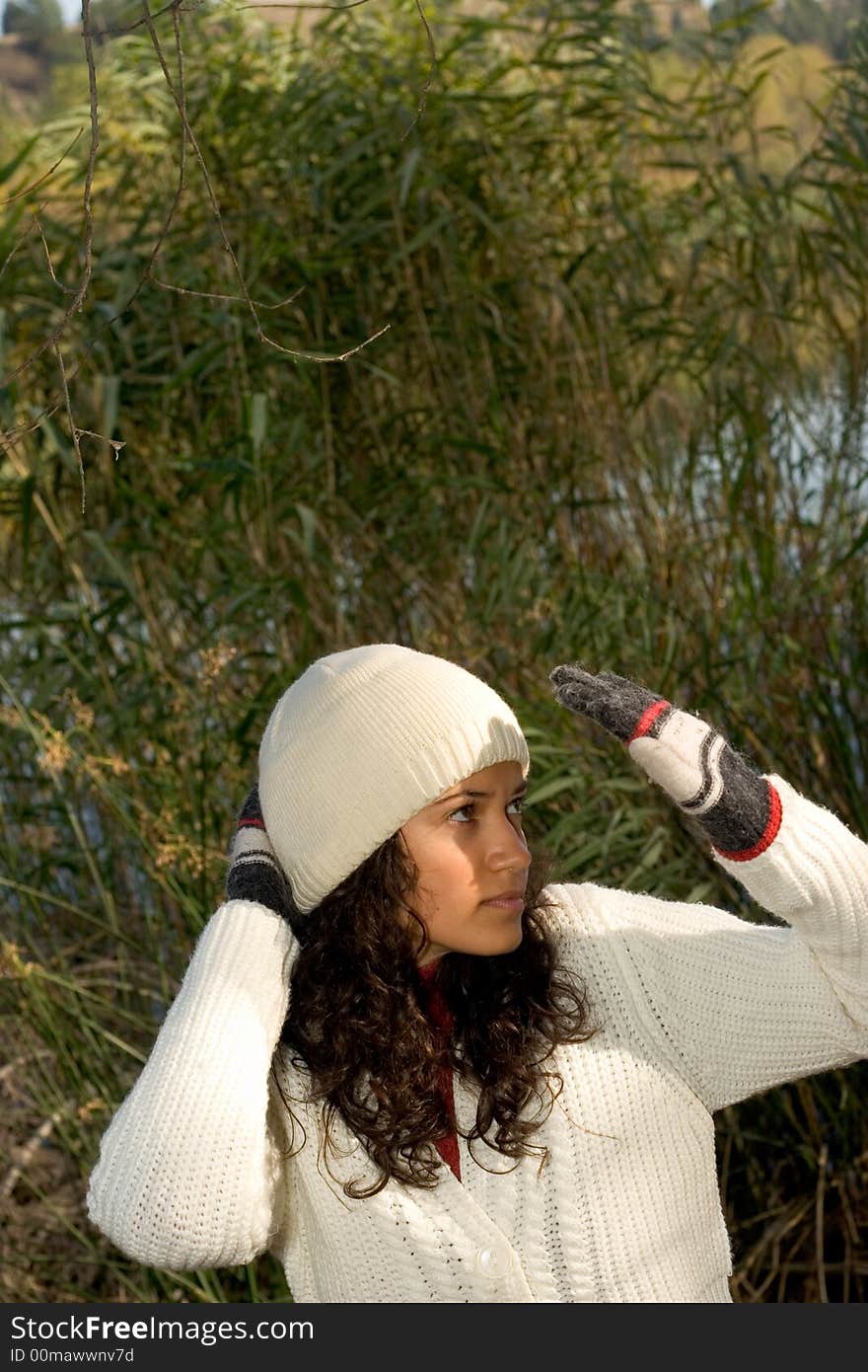 Beautiful winter girl in nature