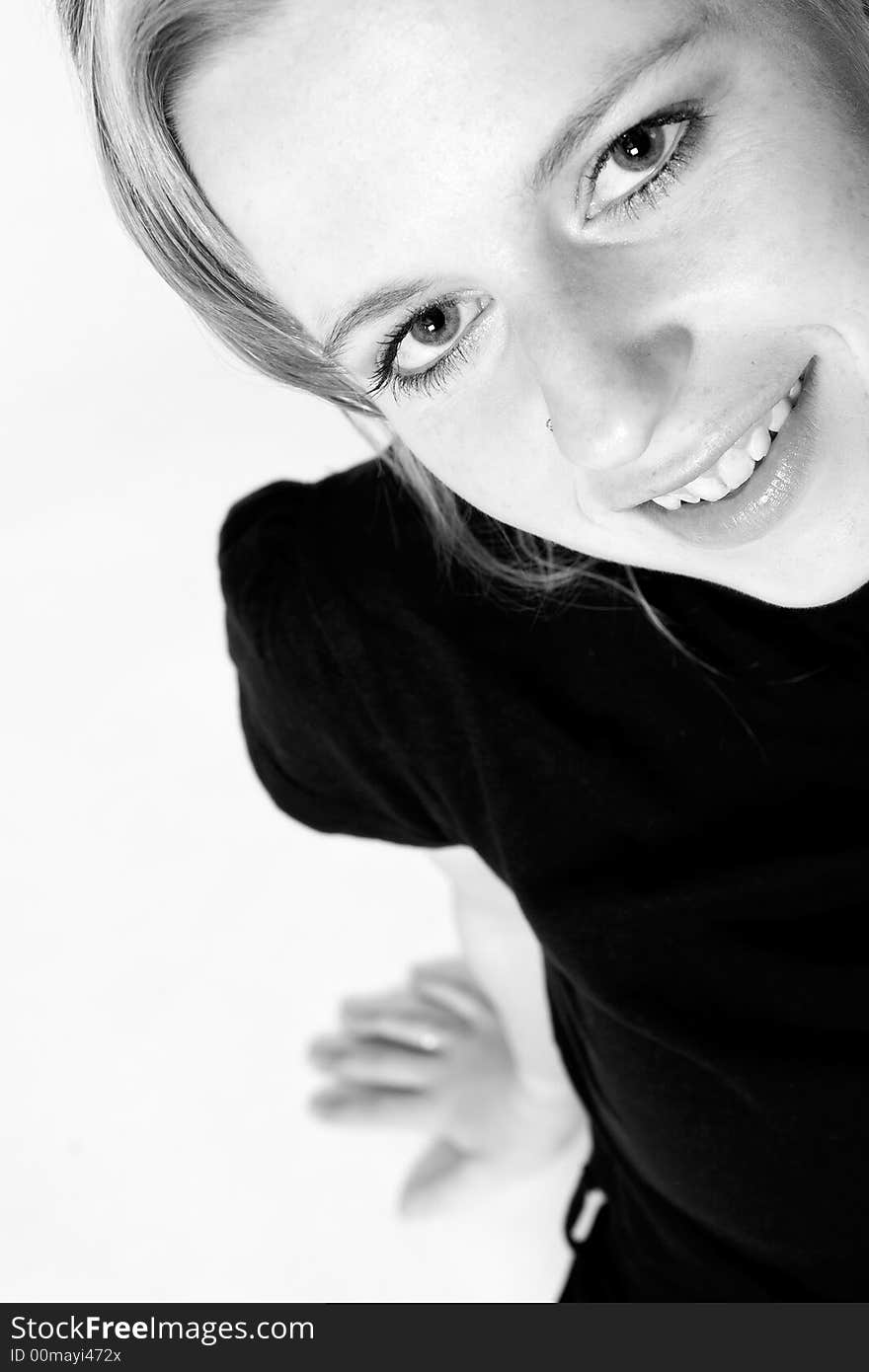 Couple of teenagers in the studio on a white background. Couple of teenagers in the studio on a white background