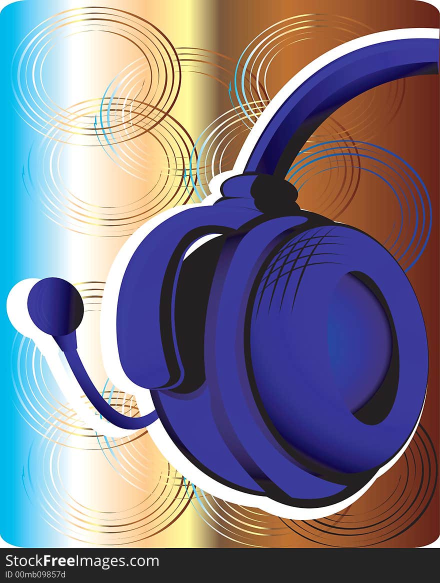 Blue head phone on abstractive background