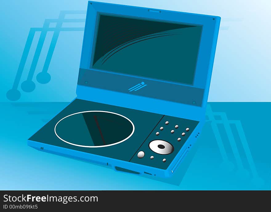 Portable DVD Player On A Blue