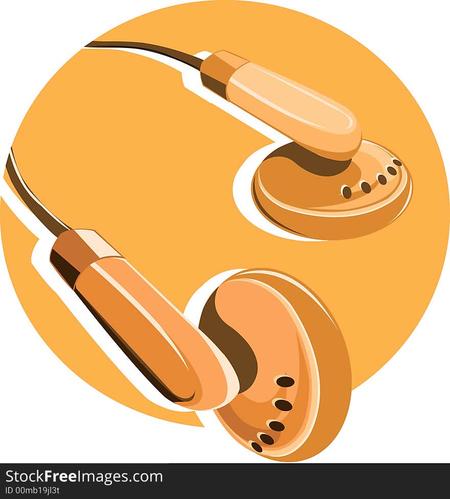 Illustration of Head phones on yellow background