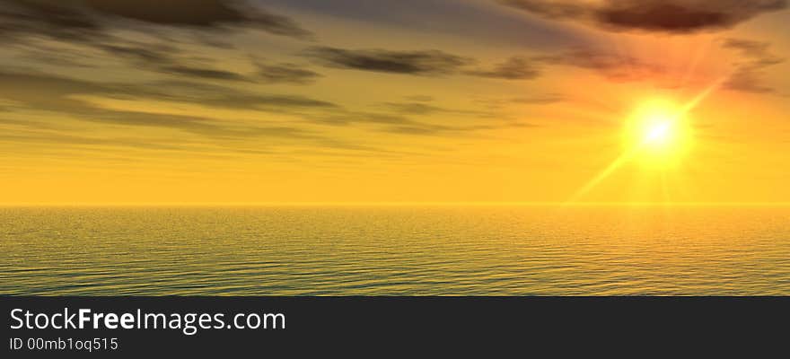 Beautiful sea and sky at sunset - digital artwork. Beautiful sea and sky at sunset - digital artwork