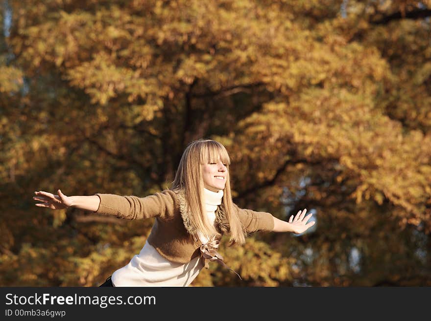 Portrait of a young girl flying. Portrait of a young girl flying