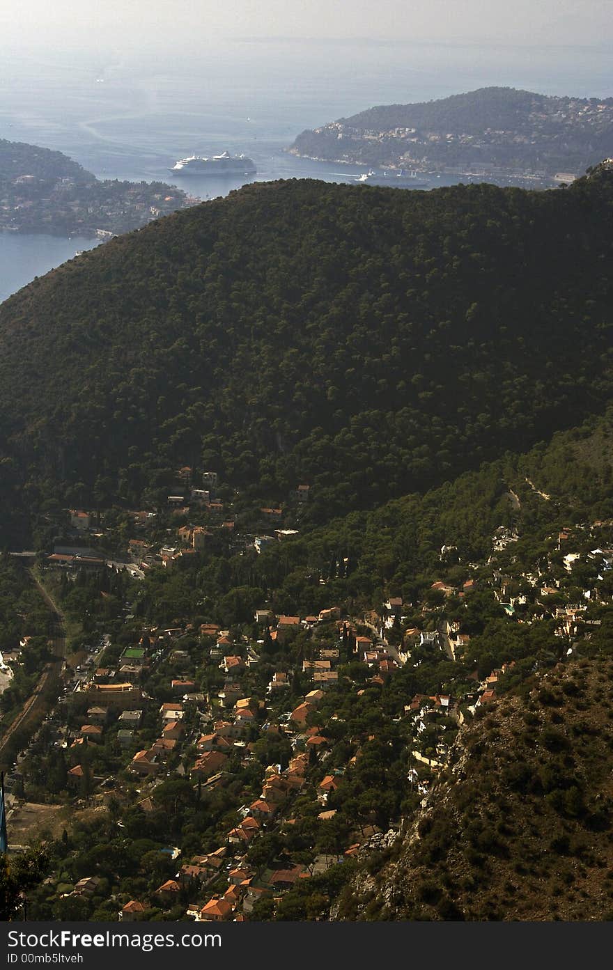 Panoramic picture of village n the mountain near the coast. Panoramic picture of village n the mountain near the coast