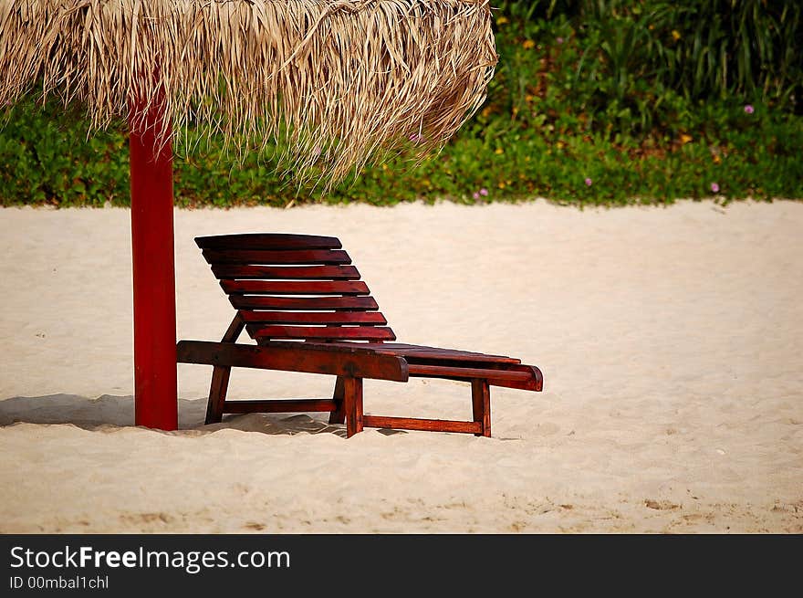 Umbrella and seat on the beach