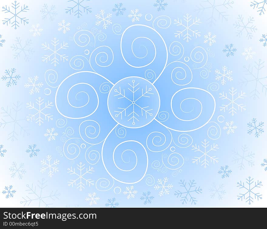 An abstract background pattern featuring a collage of various snowflakes fading into the background. An abstract background pattern featuring a collage of various snowflakes fading into the background