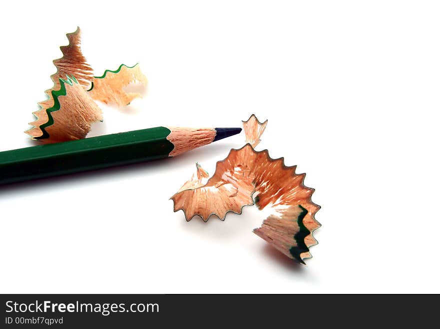 Pencil Shavings isolated in white background