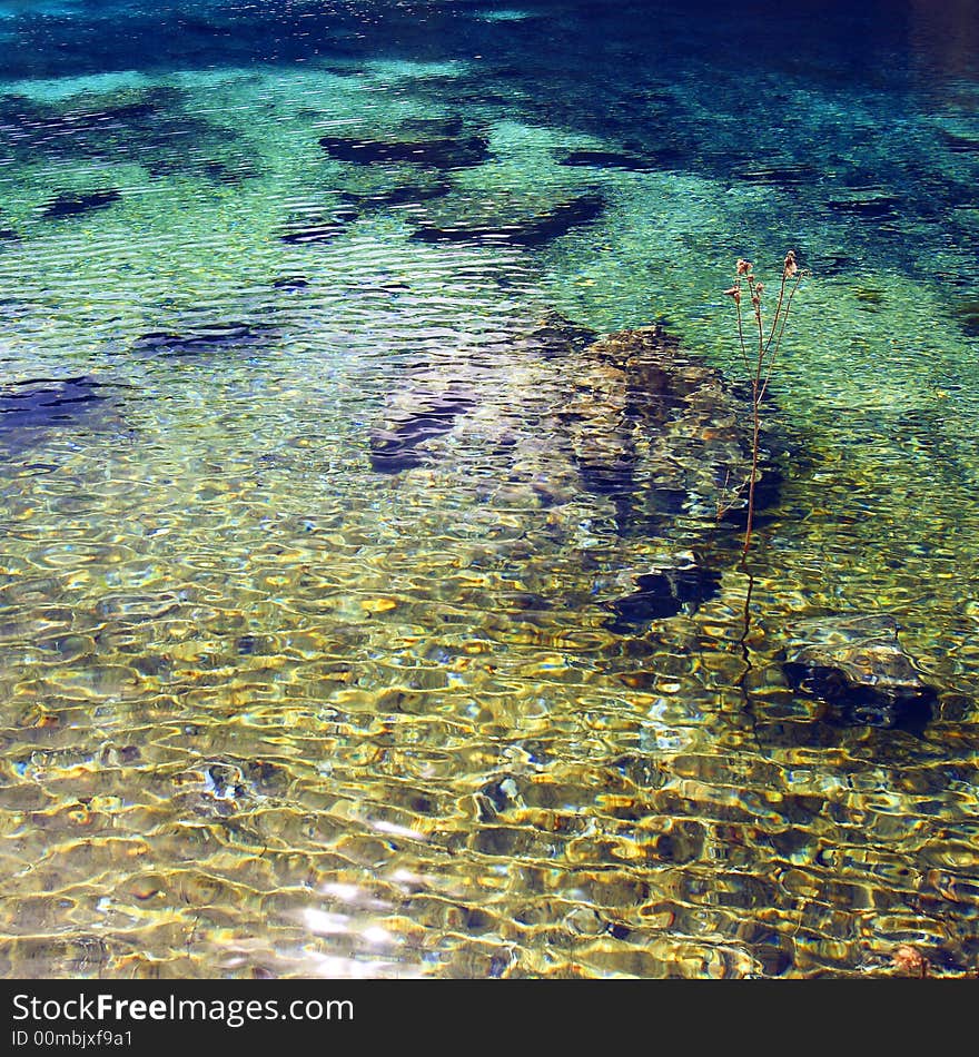 Beautiful and colorful water under sunshine.