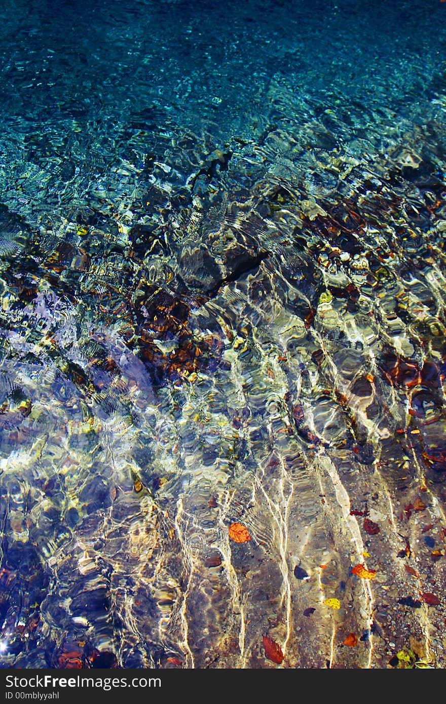 Beautiful and colorful water under sunshine.