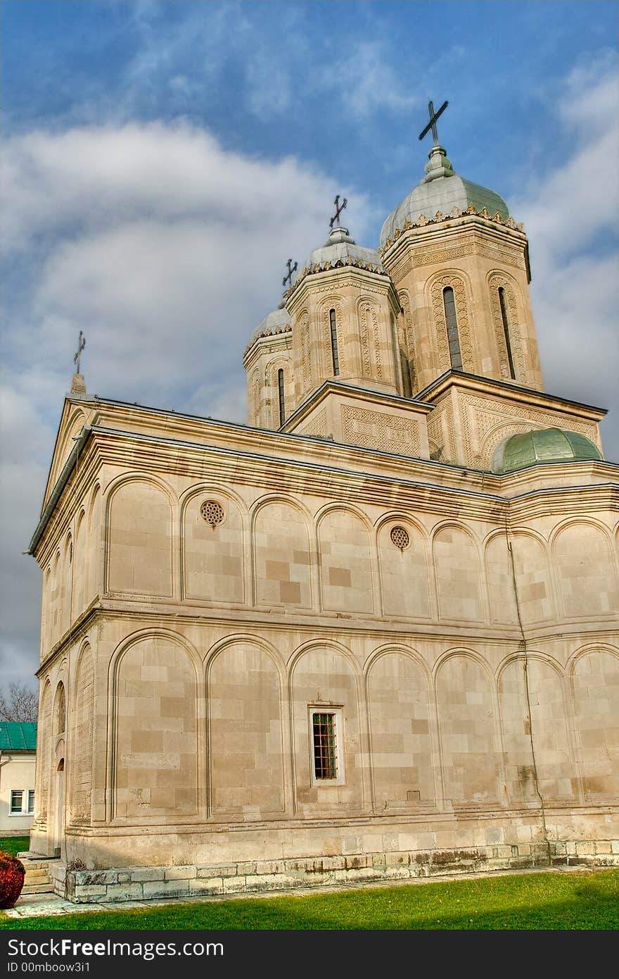 Impressive high church of Hill Monastery - Targoviste, Romania