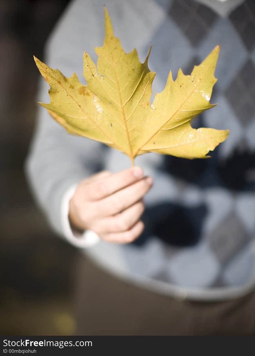 Man holding leaf