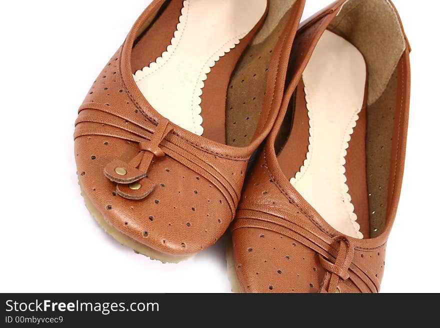 Women brown shoes isolated on