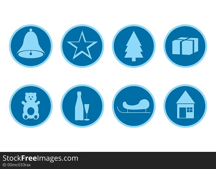 Blue christmas icons