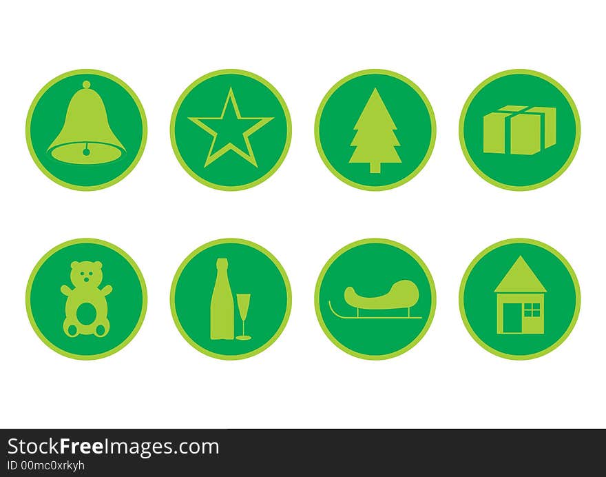 Green christmas icons set for web usage