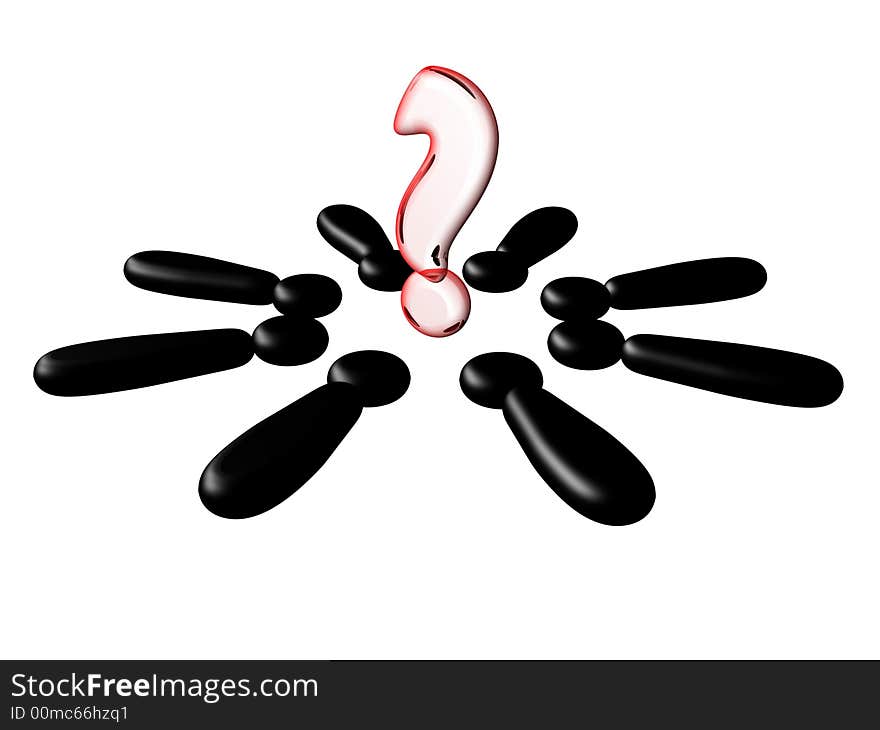 Conceptual 3d illustration of a question mark with exclamation marks