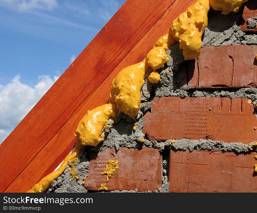 Fragment of the roof of a under construction house. Fragment of the roof of a under construction house