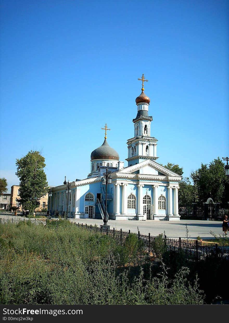 Charch and belfry on yard of Tashkent eparchy