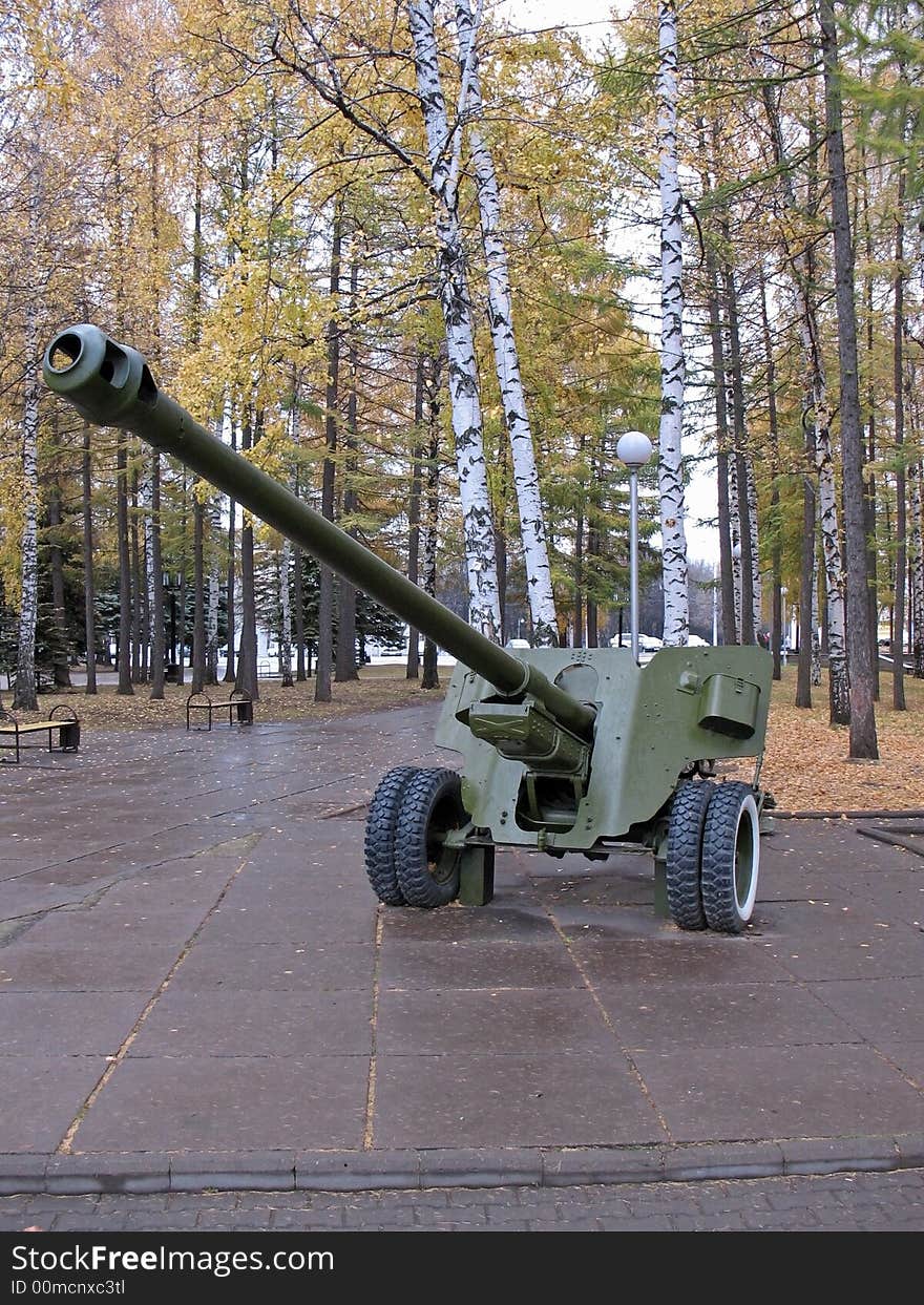 Gun in the city park. Gun in the city park.