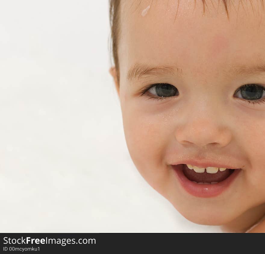 Happy Child is bathing with toys. Happy Child is bathing with toys