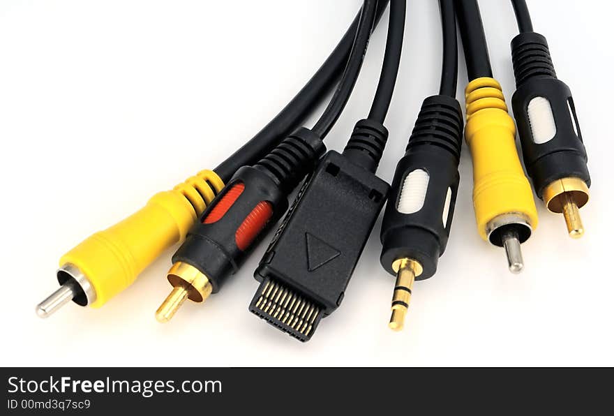 A set of connecting cables for home appliances. Object on a white background. A set of connecting cables for home appliances. Object on a white background.