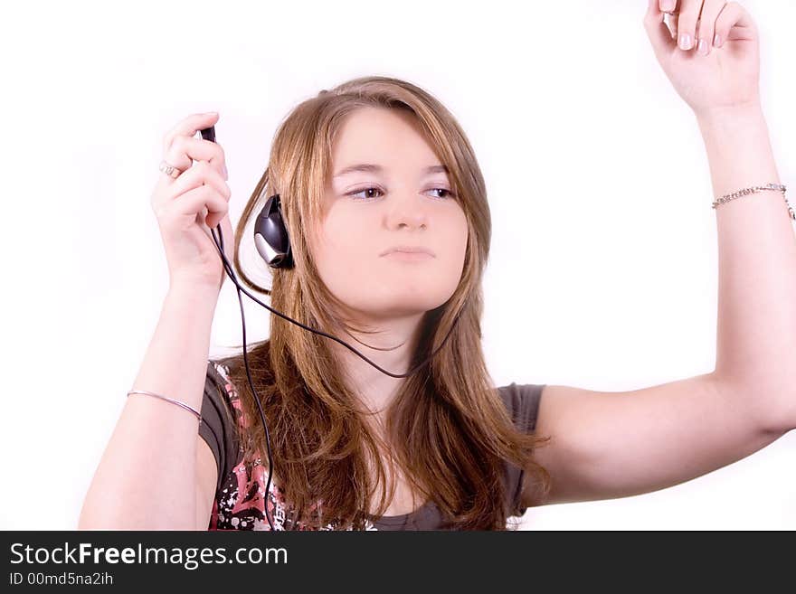 Girl Listening To The Music