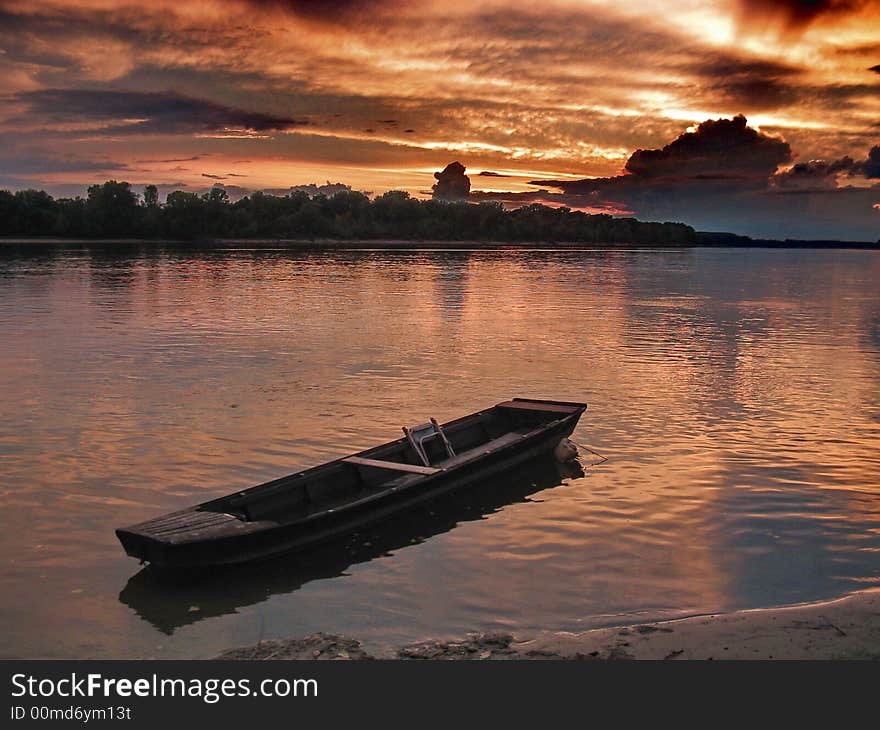 Sunset at the river Danube. Sunset at the river Danube