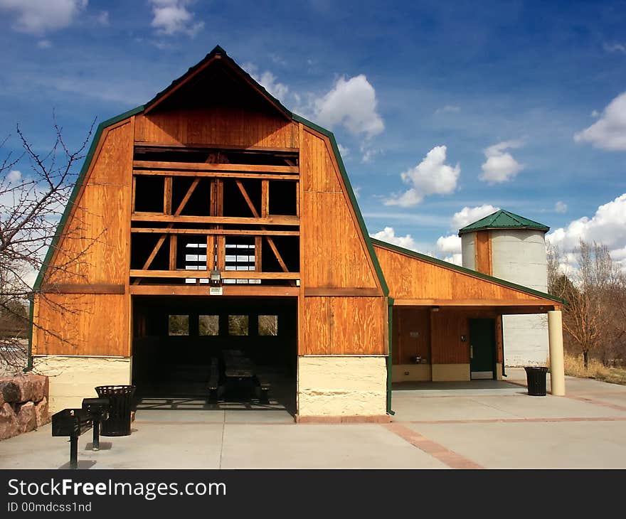 Wooden Country Barn in Colorado with blue sky. Wooden Country Barn in Colorado with blue sky