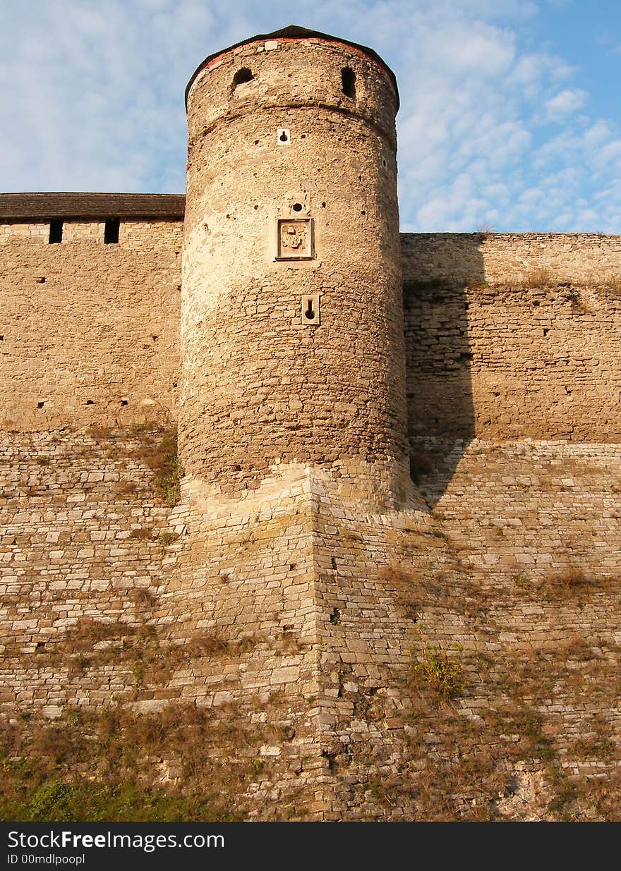 Ancient wall and tower of fortress Kamyanets-Podolsky Ukraine