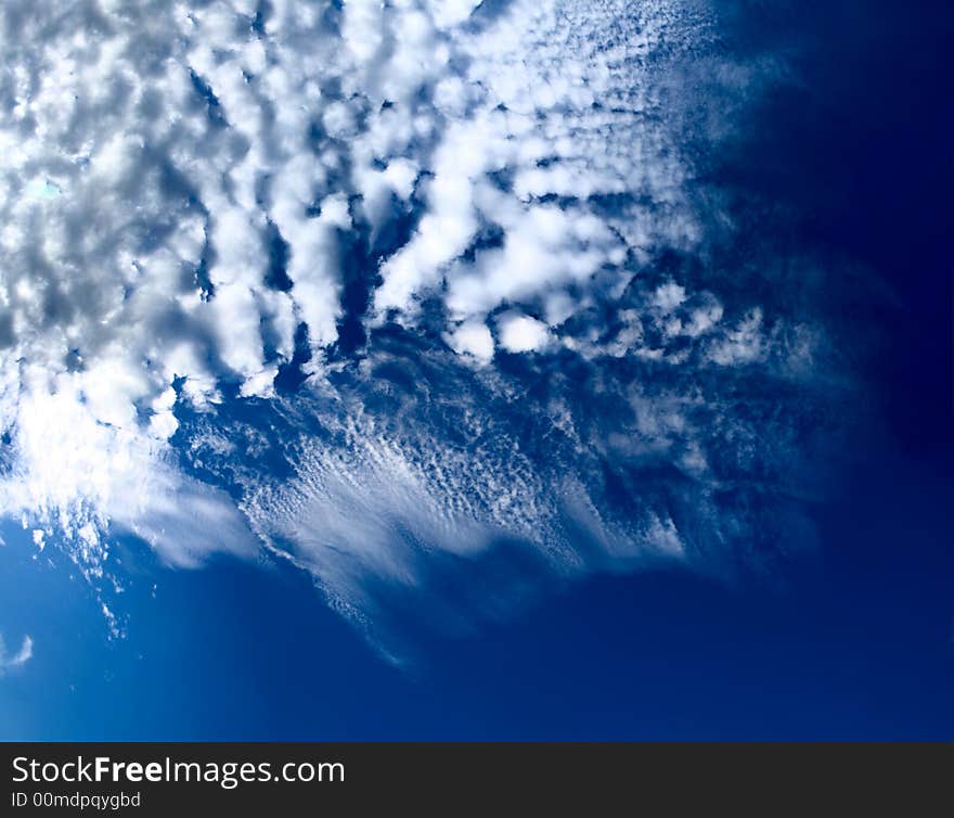 Blue panoramic sky with white clouds. Blue panoramic sky with white clouds