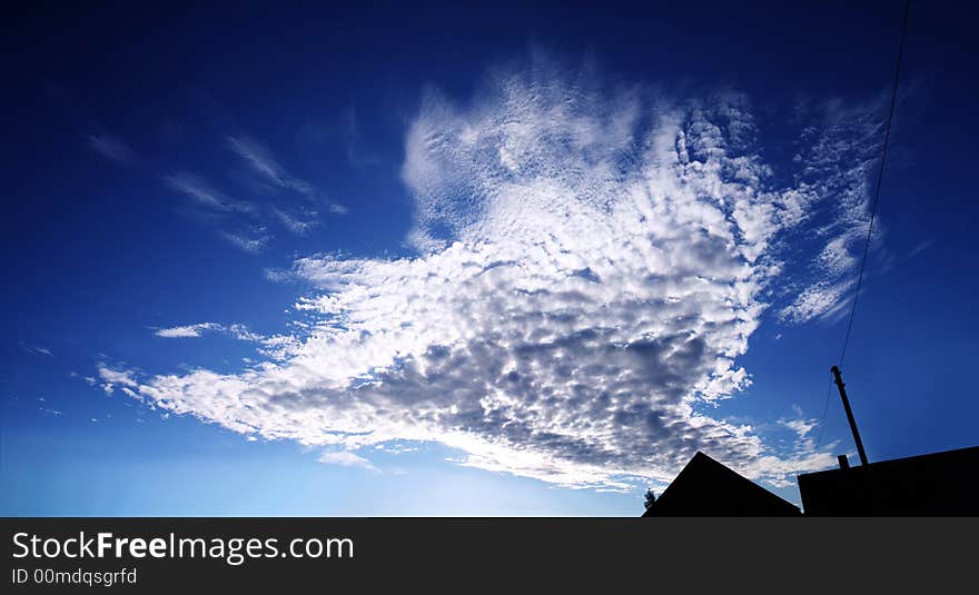 Blue panoramic sky with white clouds. Blue panoramic sky with white clouds