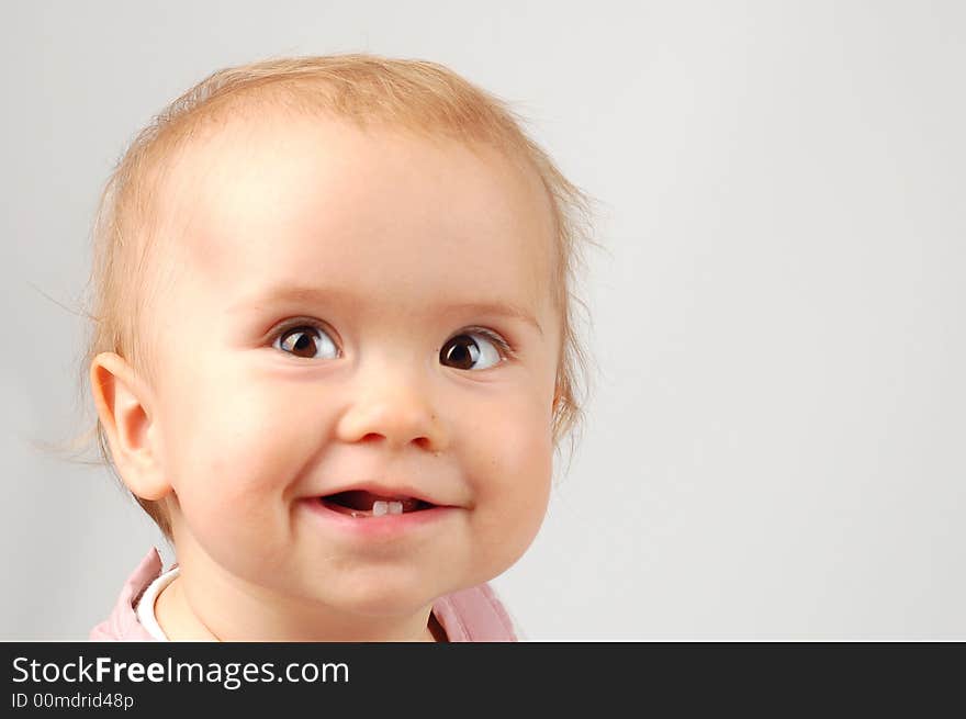 Photo of happy girl on white background. Photo of happy girl on white background