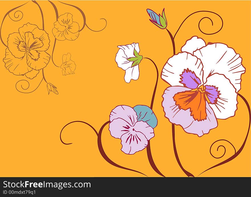 Flowers simplistic vector illustration on yellow background. Flowers simplistic vector illustration on yellow background