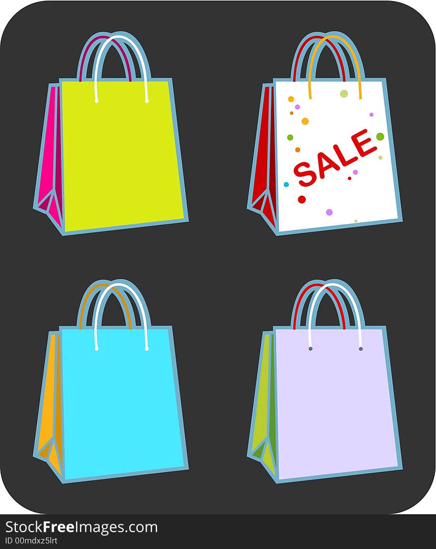 Four vector illustration shopping bags with copy space. Four vector illustration shopping bags with copy space