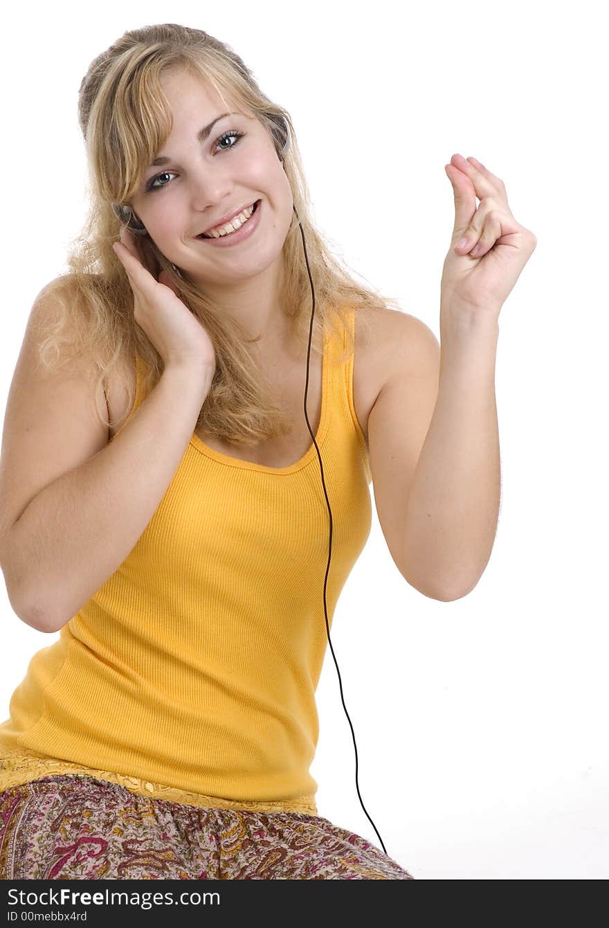 Teen girl enjoy the beat of the music. Teen girl enjoy the beat of the music