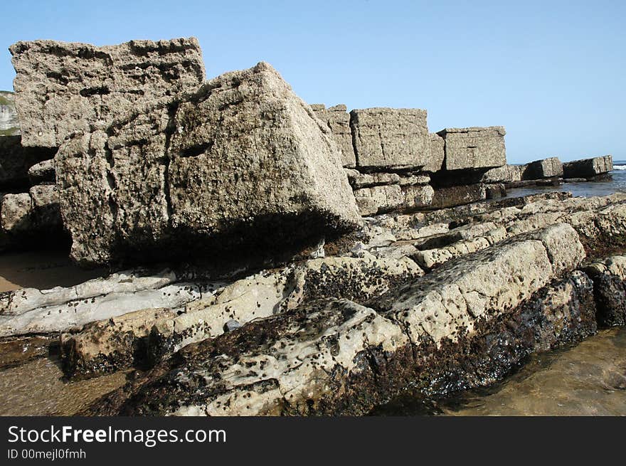 A great peaces of stone on a seaside. A great peaces of stone on a seaside