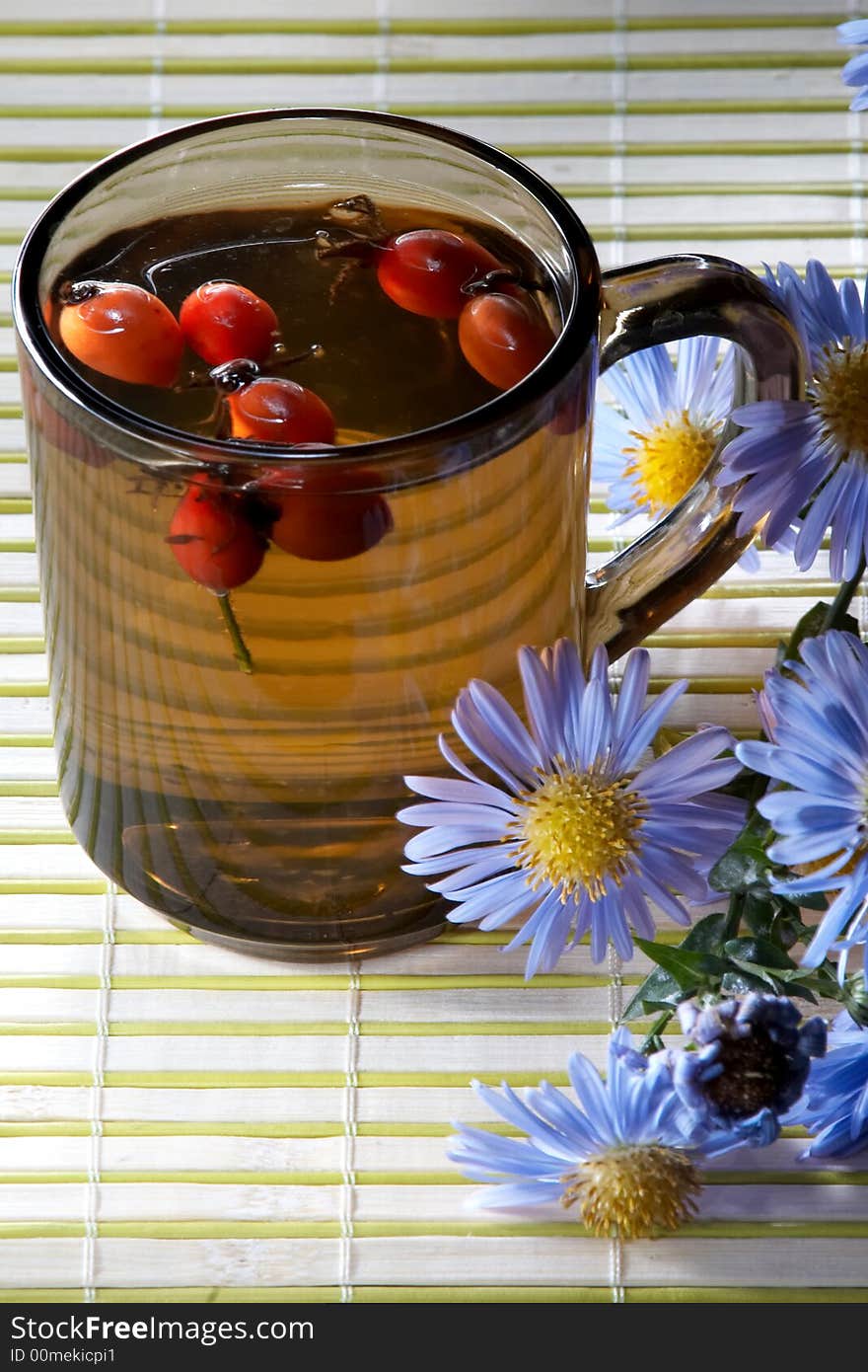 Tea of hips in a transperent cup