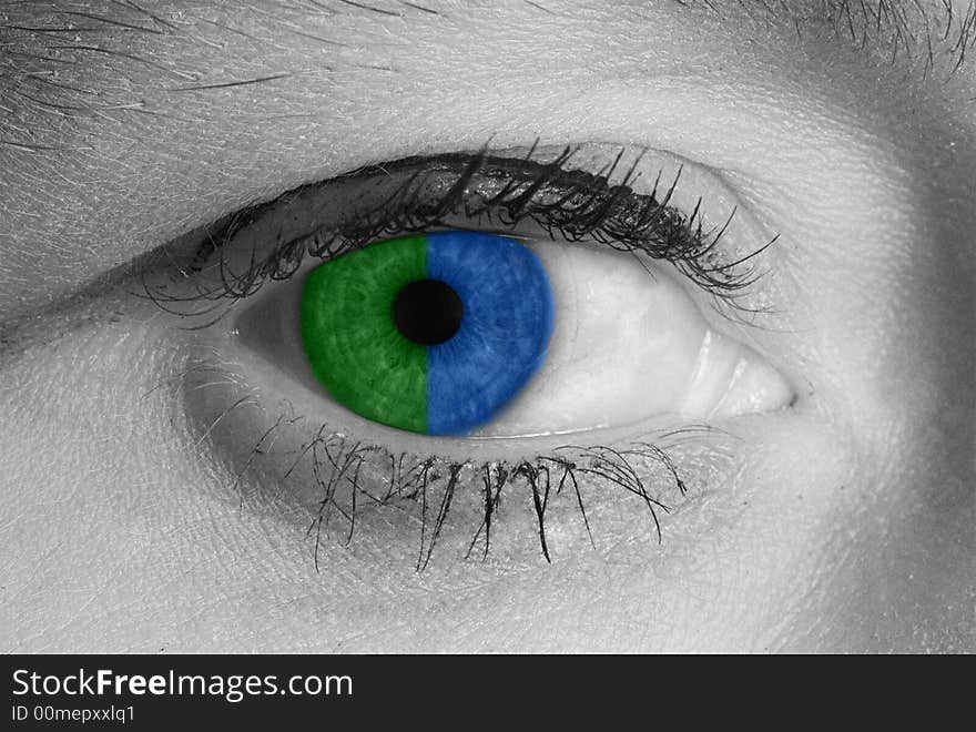 Beautiful  blue - green women eye black and white photo. Beautiful  blue - green women eye black and white photo