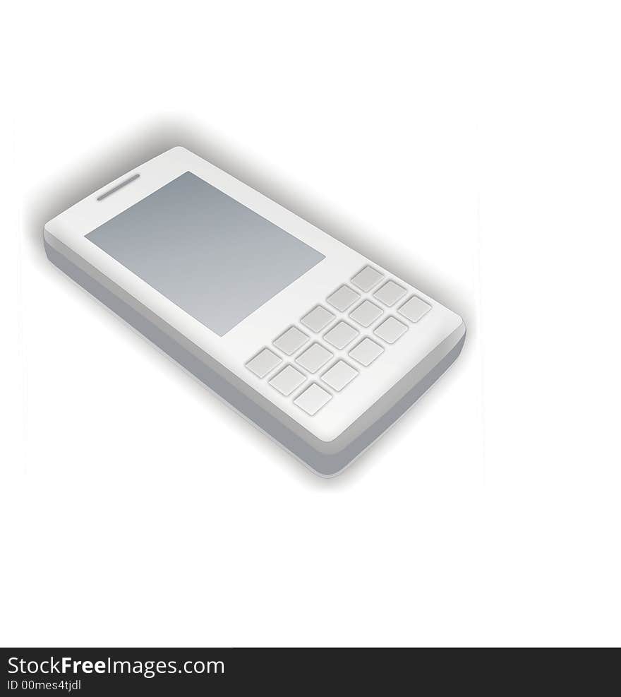 White mobile phone on a white background. White mobile phone on a white background