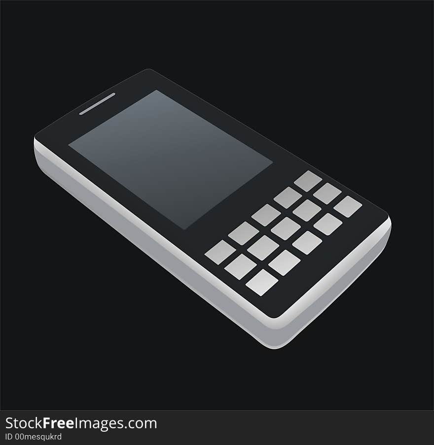 Black mobile phone on a black background. Black mobile phone on a black background