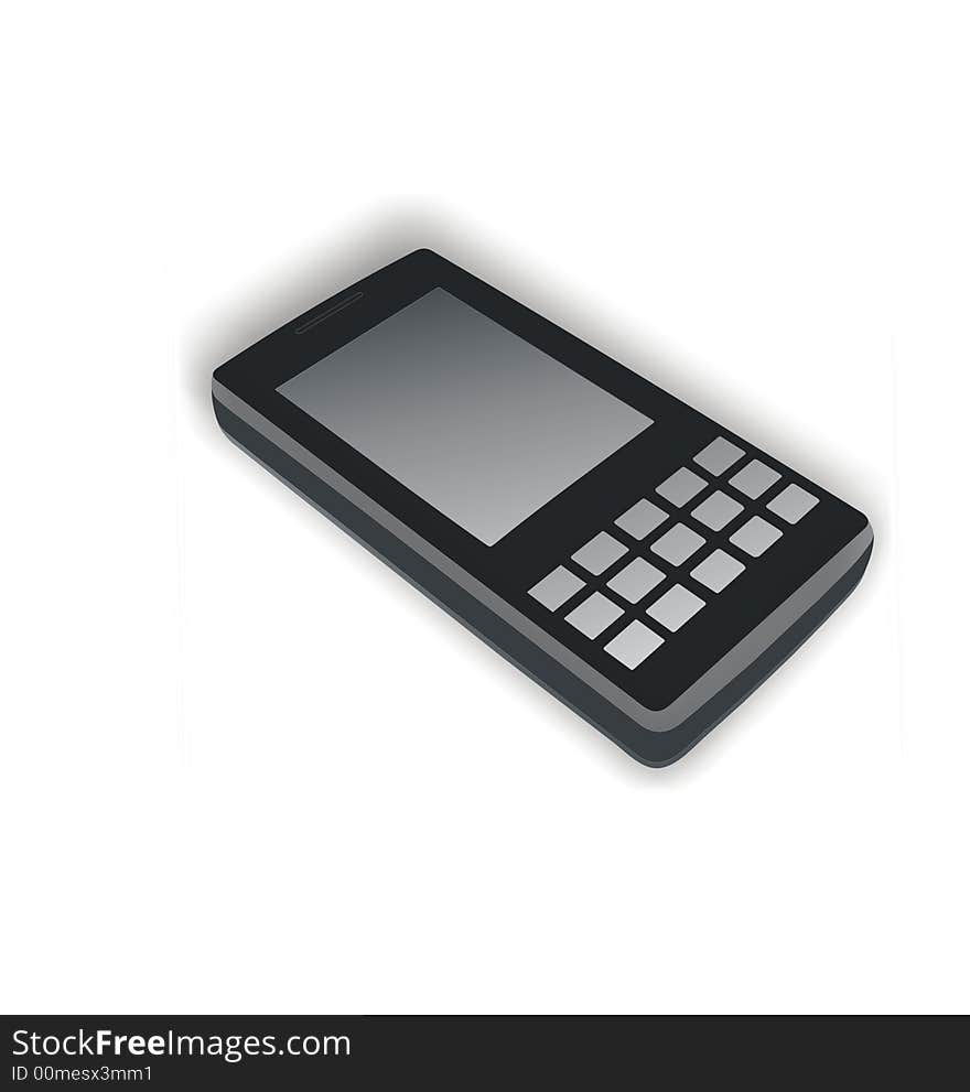 Black mobile phone on a white background. Black mobile phone on a white background