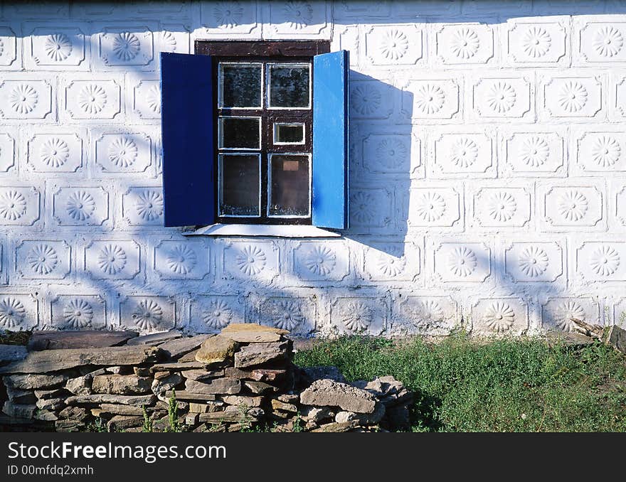 Old window on a white background. Old window on a white background