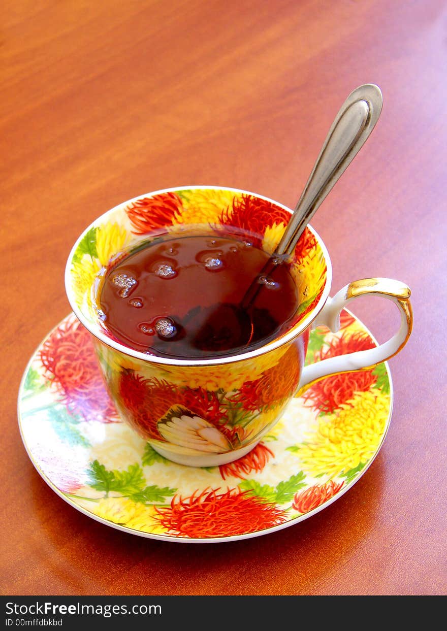 Tea on a brown background