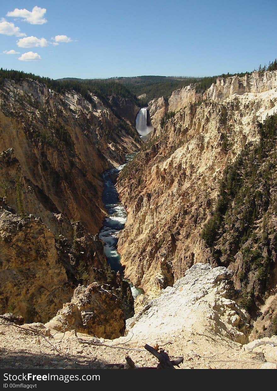 Lower Yellowstone Falls from Artist Point in Yellowstone National Park.