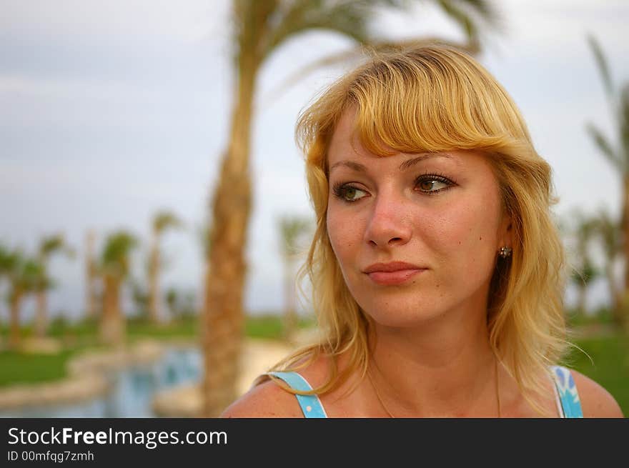 Holiday in the red sea. Girl at the beach.